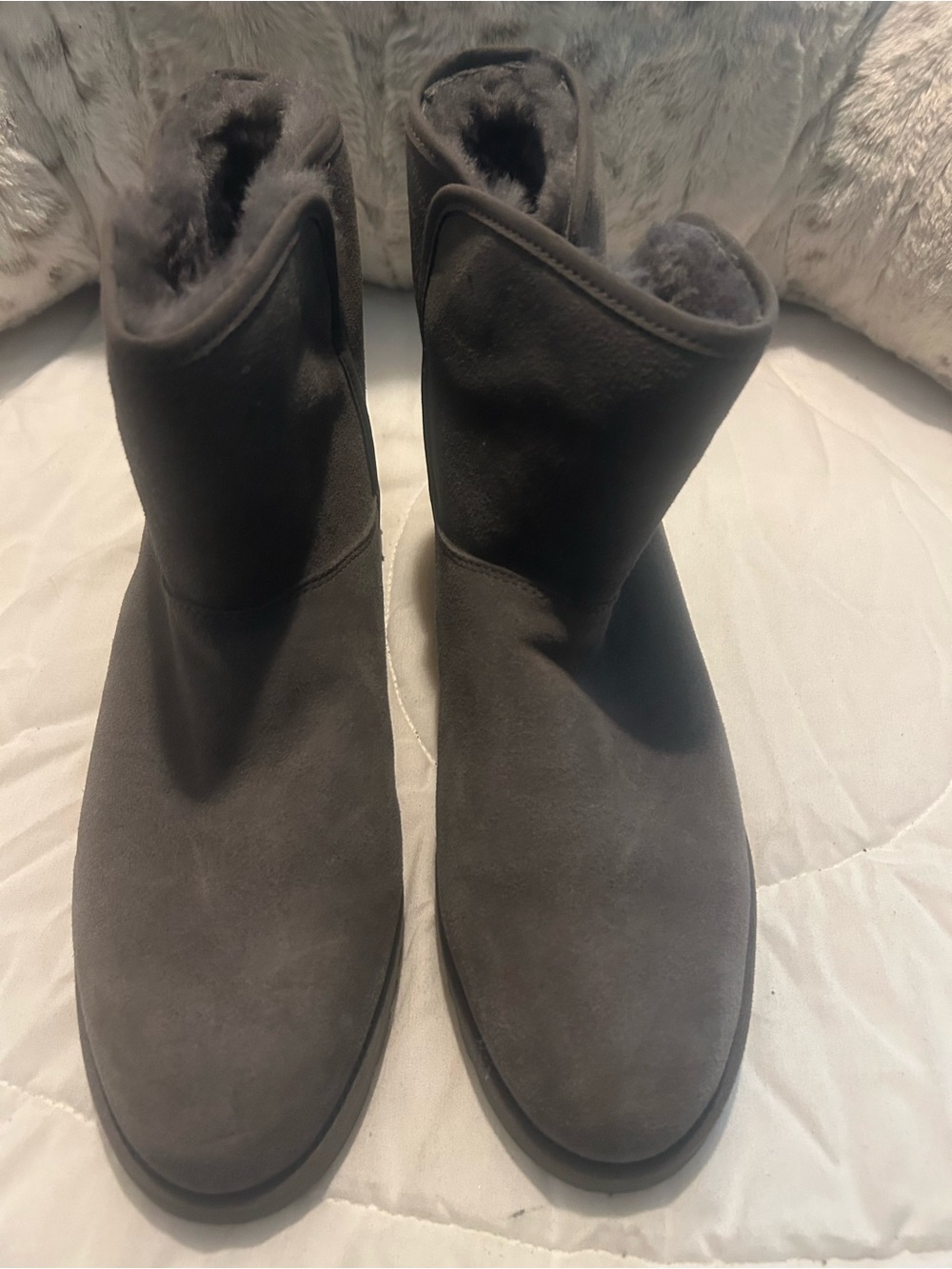 UGG Short Suede Ankle Boots in Dark Gray